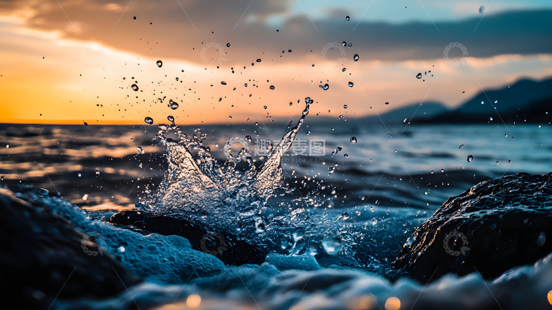 高清大图下载【趣麦麦图】海边激起的浪花特写