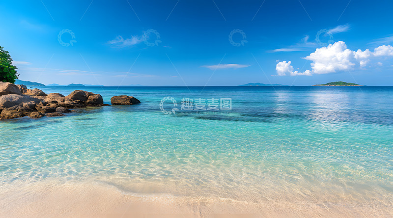 高清大图下载【趣麦麦图】晴空下的大海沙滩2