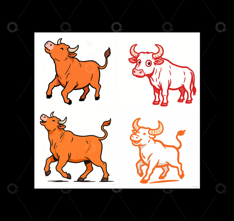 高清大图下载【趣麦麦图】卡通牛标志logo