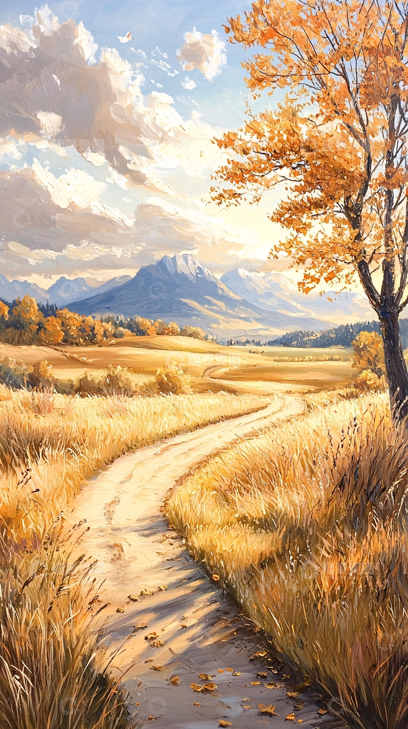 高清大图下载【趣麦麦图】秋日山间小径风景