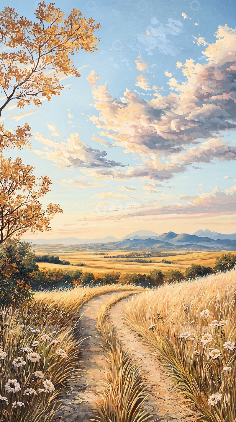 高清大图下载【趣麦麦图】秋日田园小路风景