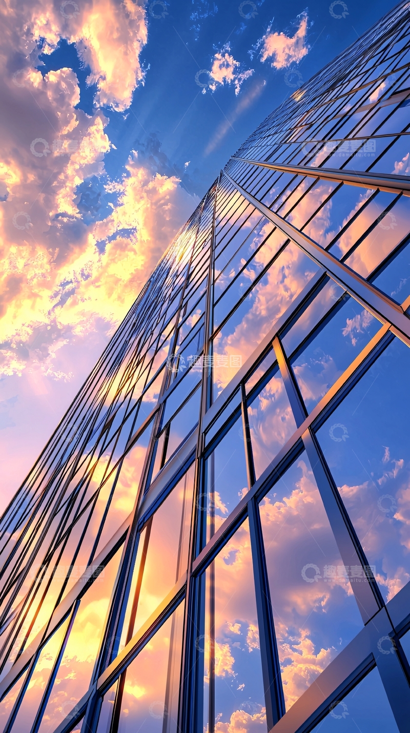 高清大图下载【趣麦麦图】玻璃幕墙与天空的倒影