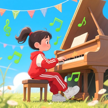弹钢琴的小女孩2