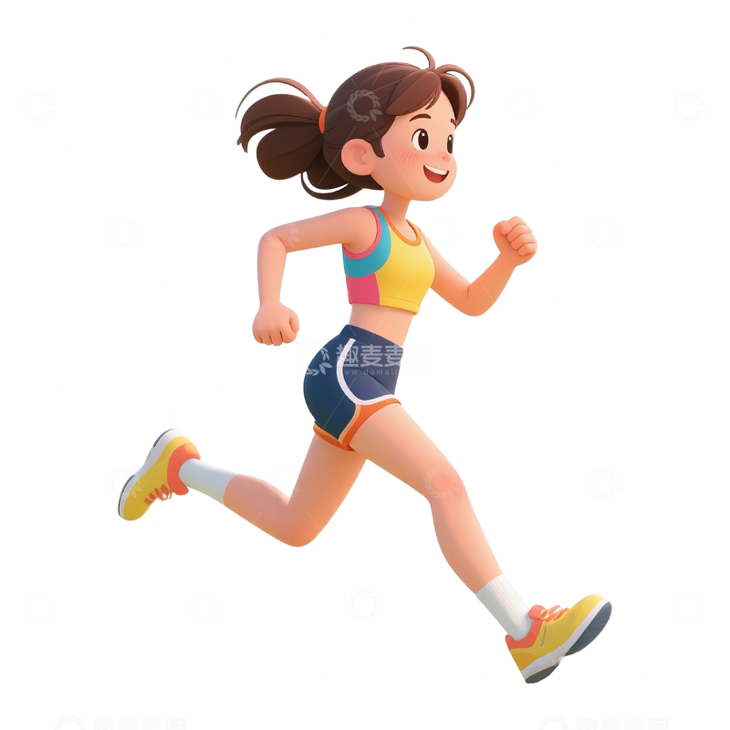 源文件下载【趣麦麦图】夏季卡通运动 跑步的女孩