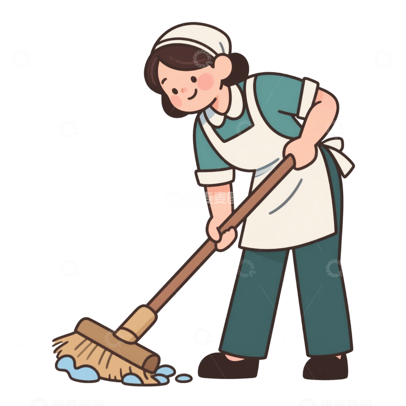 源文件下载【趣麦麦图】卡通扫地的清洁工元素