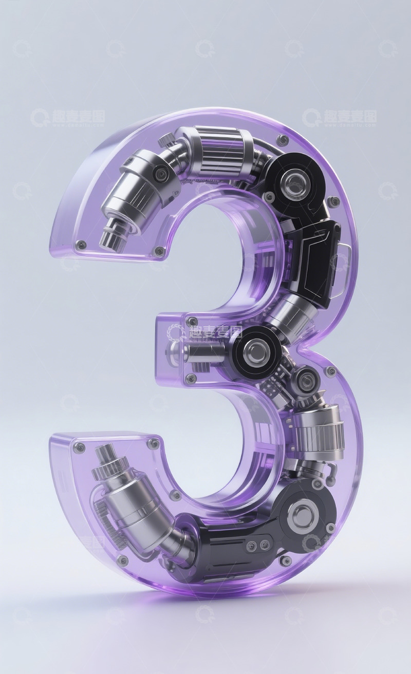 高清大图下载【趣麦麦图】紫色机械数字34