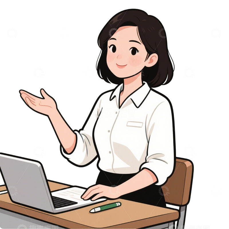 源文件下载【趣麦麦图】卡通工作的教师元素