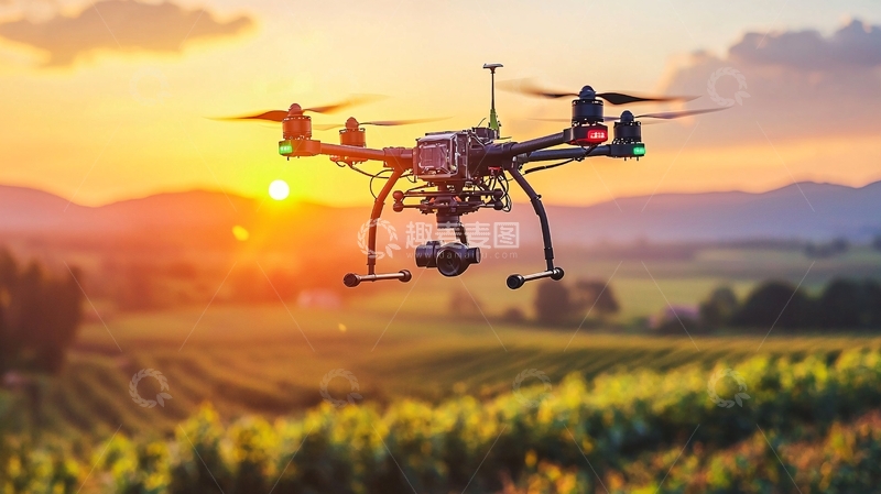 高清大图下载【趣麦麦图】未来农场中的无人机种植系统