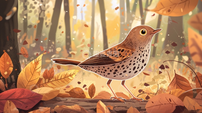 高清大图下载【趣麦麦图】秋日森林中的鸟儿