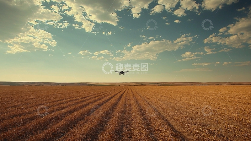 高清大图下载【趣麦麦图】未来农场中的无人机种植系统