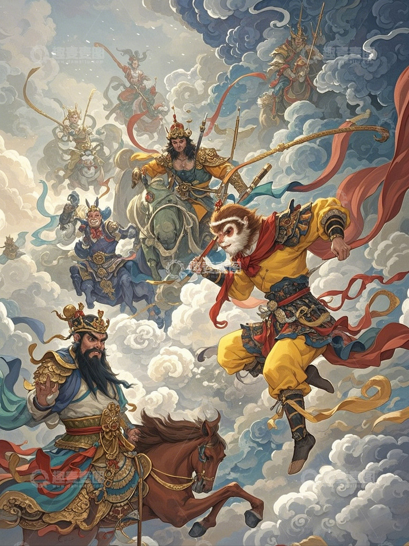 高清大图下载【趣麦麦图】大闹天宫壁画1