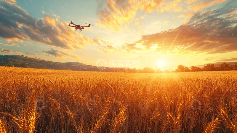 高清大图下载【趣麦麦图】未来农场中的无人机种植系统