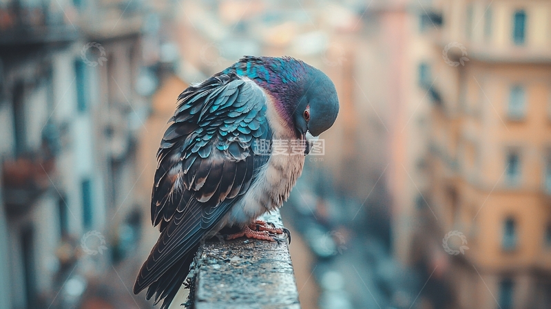 高清大图下载【趣麦麦图】城市鸟瞰视角下的鸽子