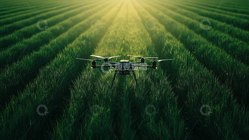 高清大图下载【趣麦麦图】未来农场中的无人机种植系统
