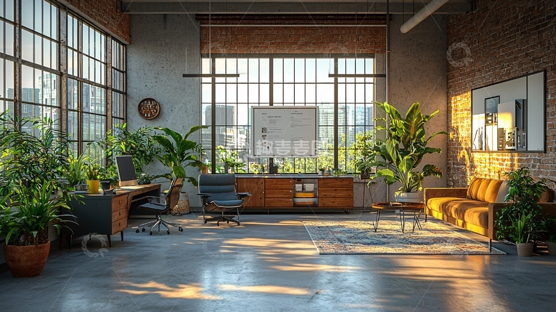 高清大图下载【趣麦麦图】空旷的办公空间与简约工业风设计