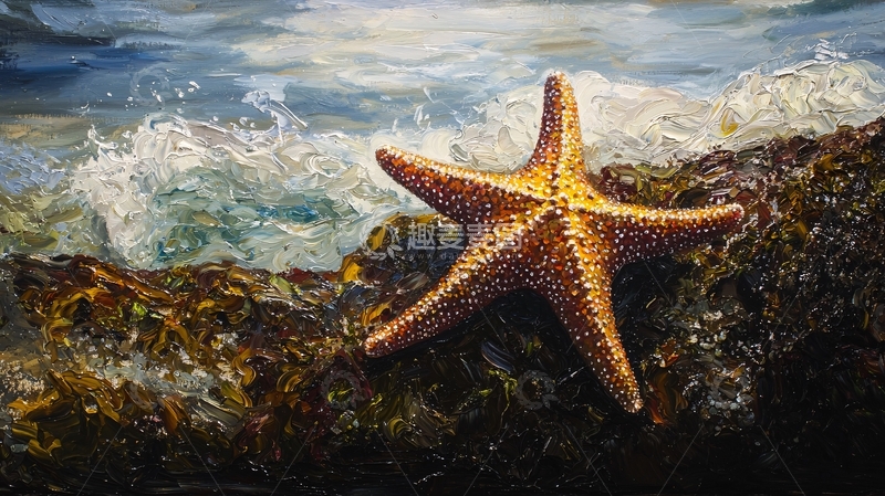 高清大图下载【趣麦麦图】海浪中的海星