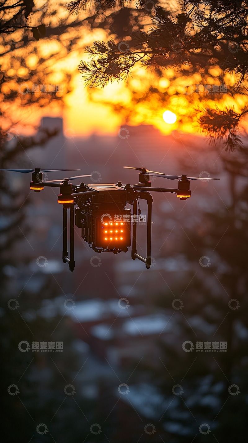 高清大图下载【趣麦麦图】未来生态监测无人机