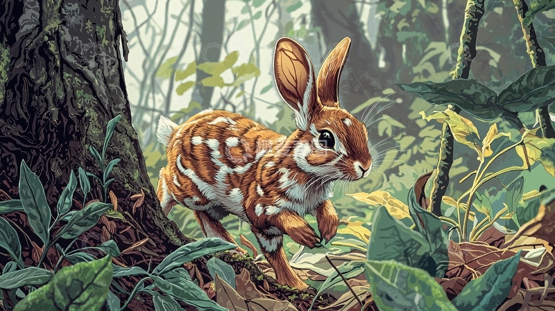 高清大图下载【趣麦麦图】森林中的小兔子