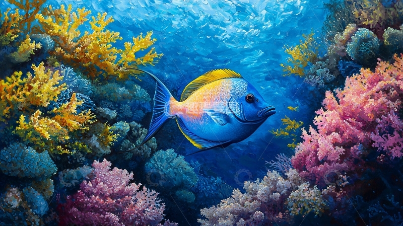 高清大图下载【趣麦麦图】色彩斑斓的珊瑚礁与热带鱼