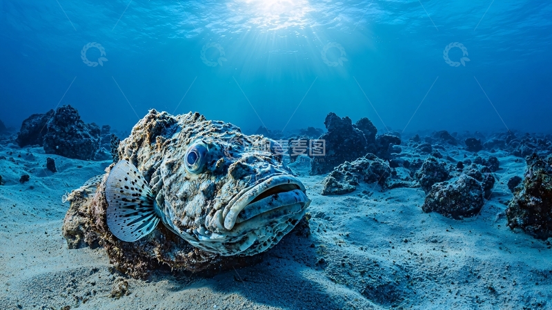 高清大图下载【趣麦麦图】深海石斑鱼与珊瑚礁