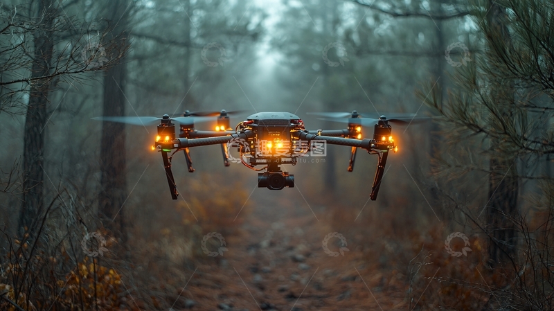 高清大图下载【趣麦麦图】全自动AI护林员在森林中巡逻