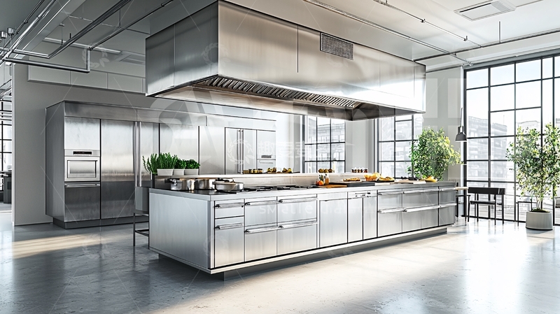 高清大图下载【趣麦麦图】简洁的商用厨房与现代电器设计