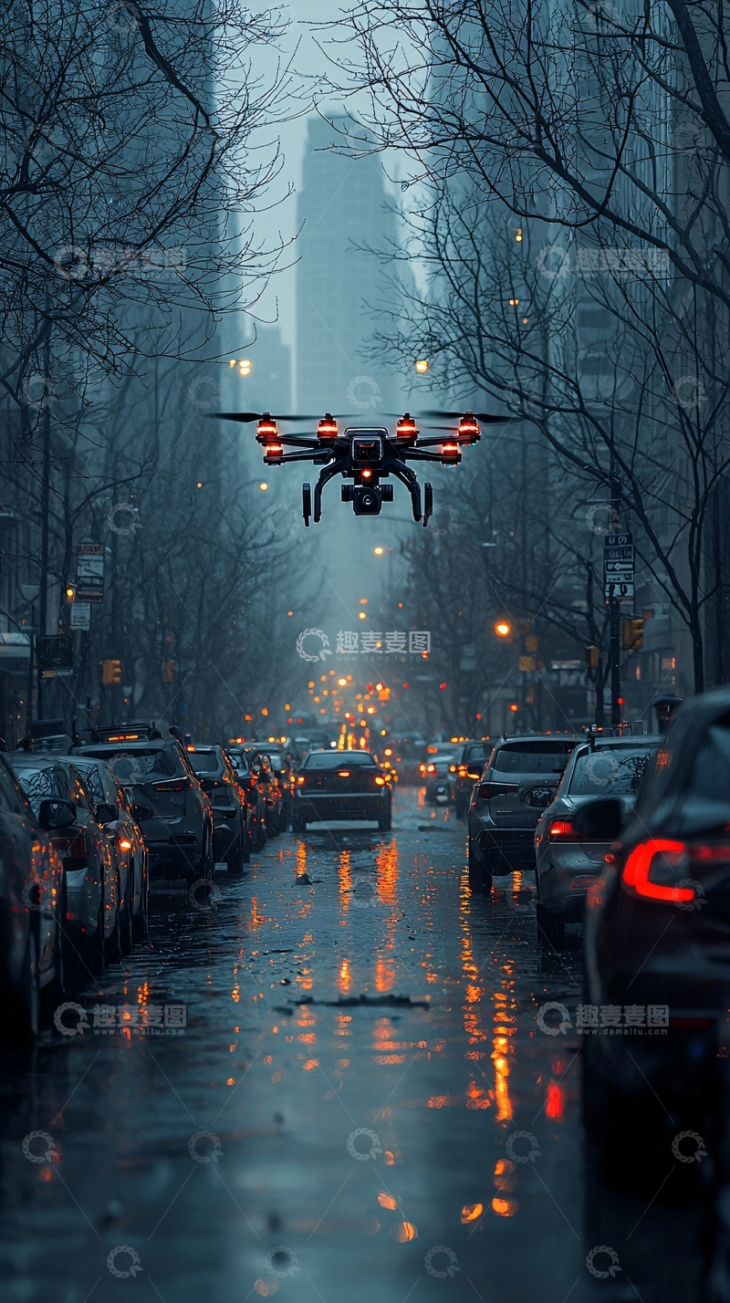 高清大图下载【趣麦麦图】未来城市废气净化机器人