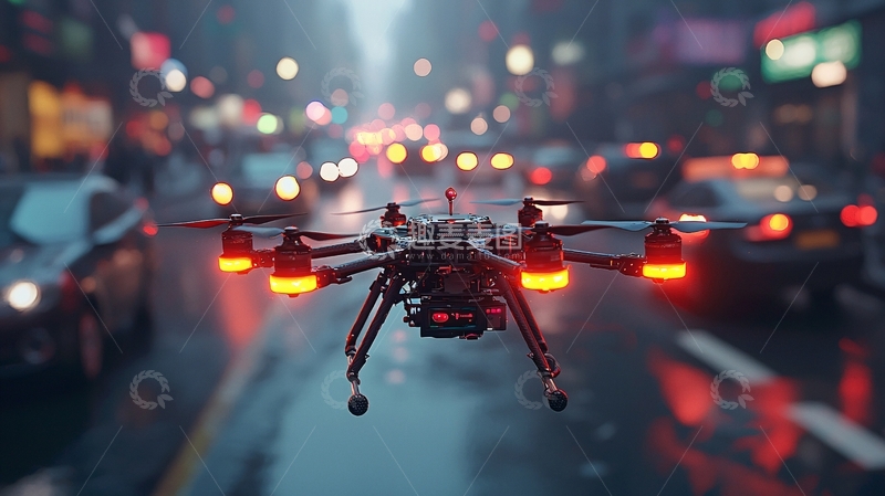 高清大图下载【趣麦麦图】未来智能交通信号管理机器人