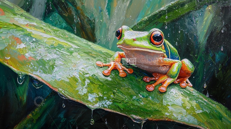 高清大图下载【趣麦麦图】雨后荷叶上的青蛙