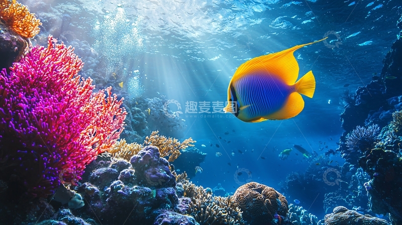 高清大图下载【趣麦麦图】海底珊瑚与热带鱼