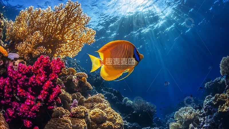 高清大图下载【趣麦麦图】海底珊瑚与热带鱼