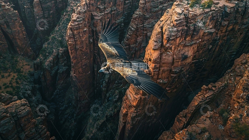高清大图下载【趣麦麦图】雄鹰翱翔在峡谷之间