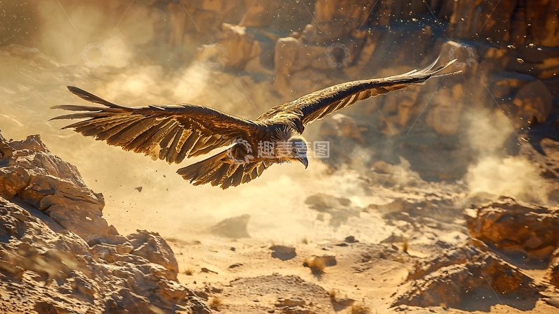 高清大图下载【趣麦麦图】翱翔在岩石上的秃鹫