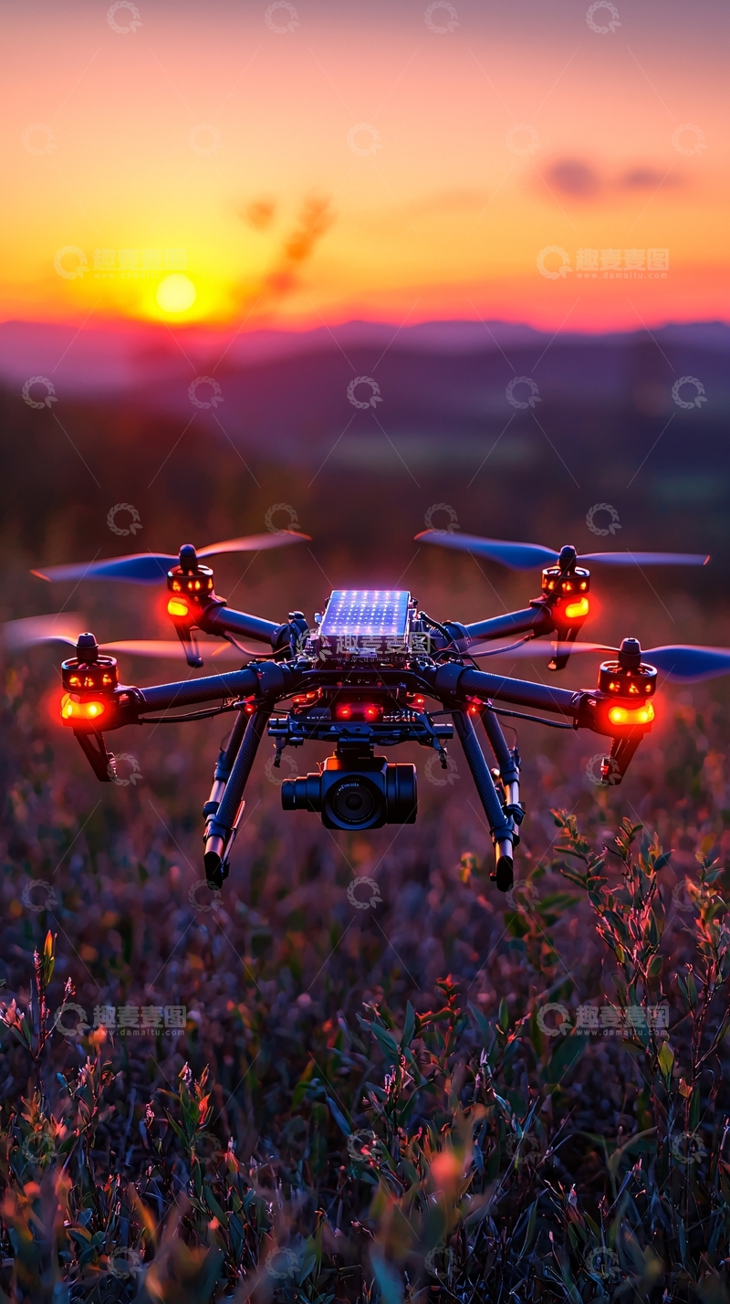 高清大图下载【趣麦麦图】未来太阳能高效转化无人机