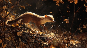 秋夜森林中的小动物