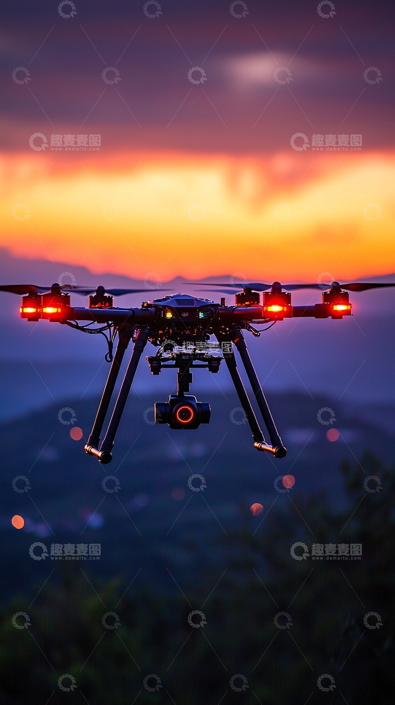 高清大图下载【趣麦麦图】无人机夜间作业