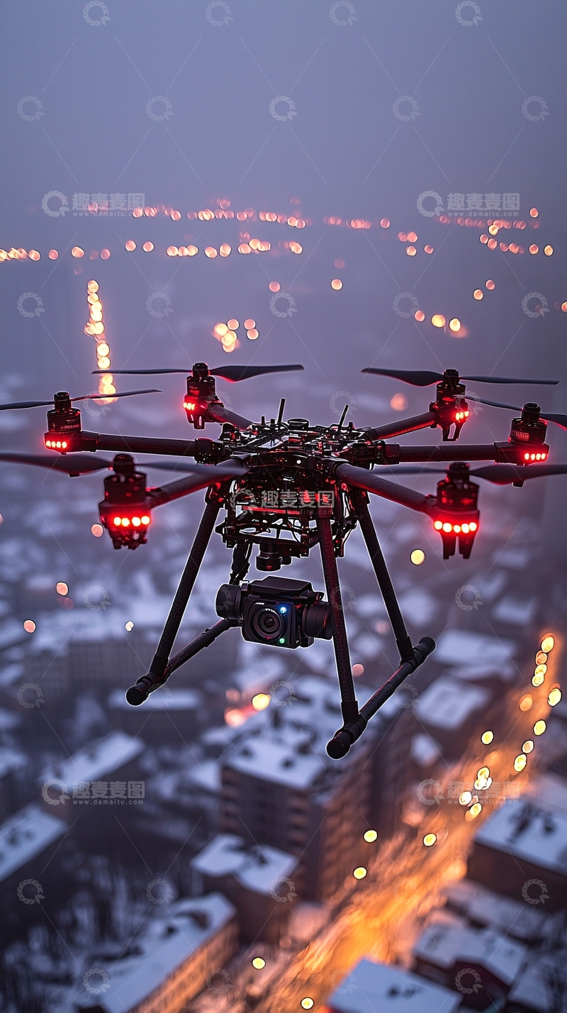 高清大图下载【趣麦麦图】高空电缆检修机器人