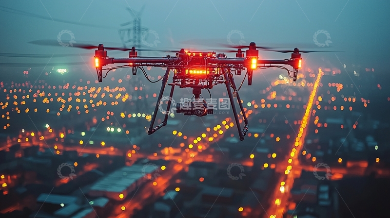 高清大图下载【趣麦麦图】高空电缆检修机器人