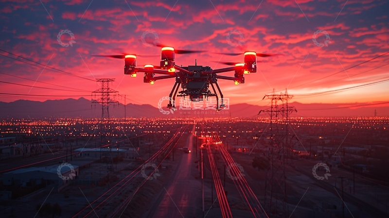 高清大图下载【趣麦麦图】高空电缆检修机器人