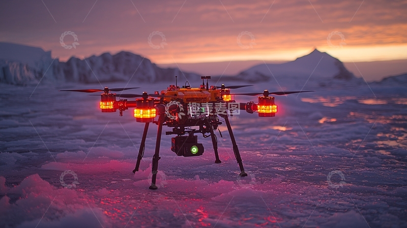 高清大图下载【趣麦麦图】未来极地冰川采样无人机