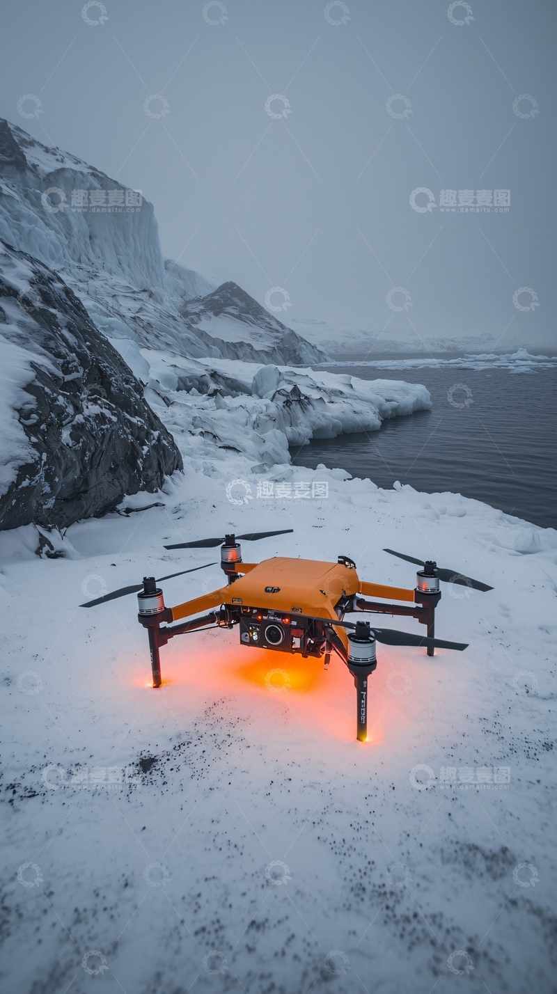 高清大图下载【趣麦麦图】未来极地冰川采样无人机