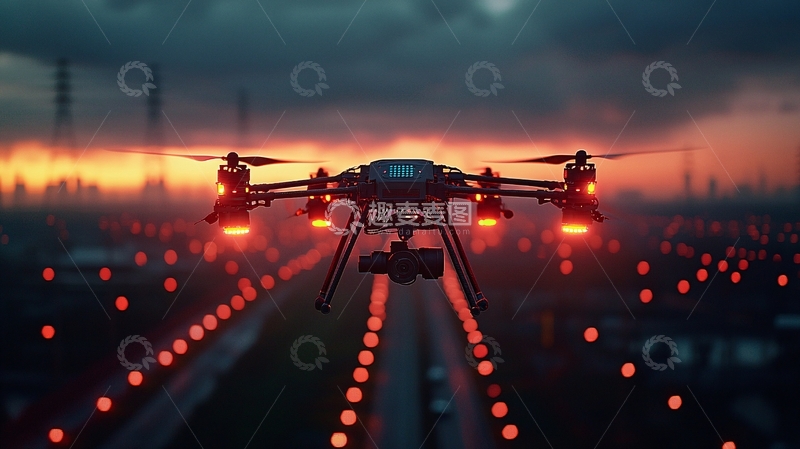 高清大图下载【趣麦麦图】高空电缆检修机器人