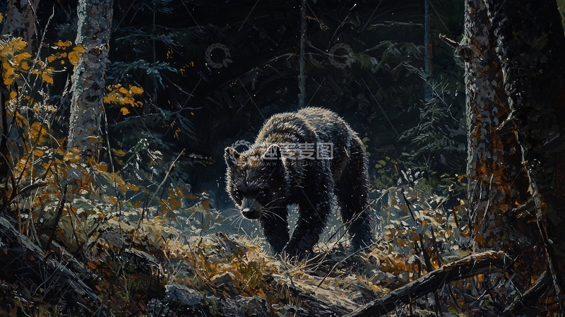 高清大图下载【趣麦麦图】深林中的黑熊