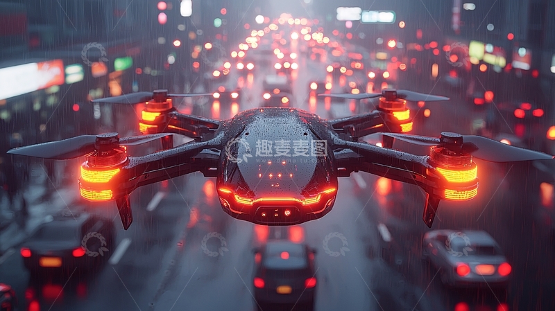 高清大图下载【趣麦麦图】未来智能交通协调机器人