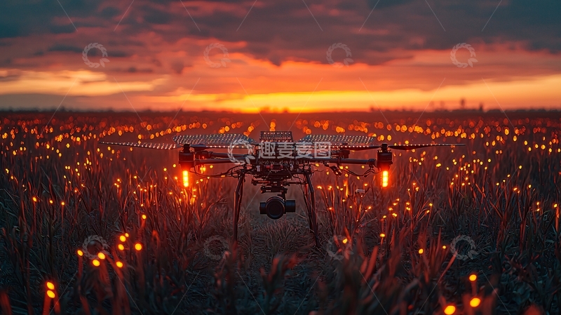 高清大图下载【趣麦麦图】无人机农田监控与喷洒