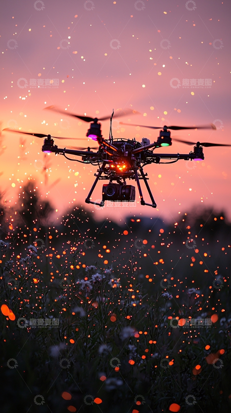 高清大图下载【趣麦麦图】未来精准植保喷洒无人机