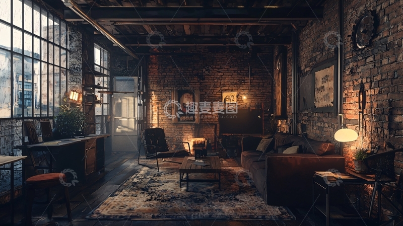 高清大图下载【趣麦麦图】工业风的家庭客厅设计