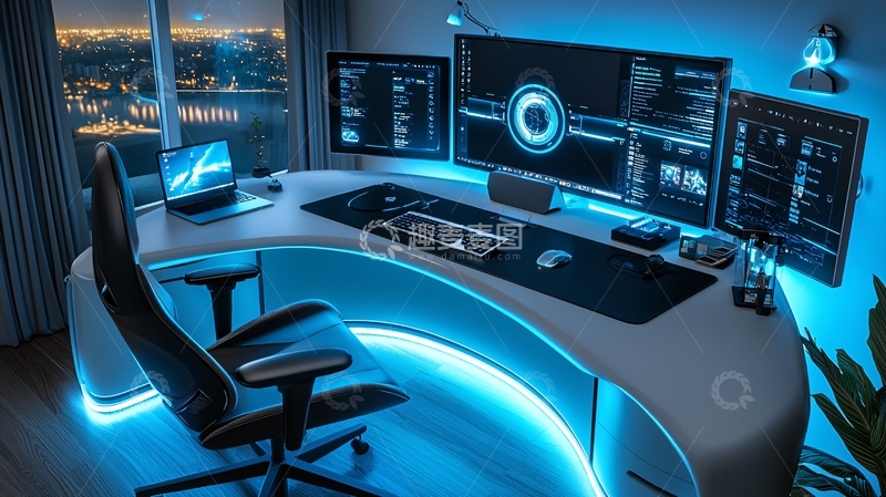 高清大图下载【趣麦麦图】未来感的家庭书房设计