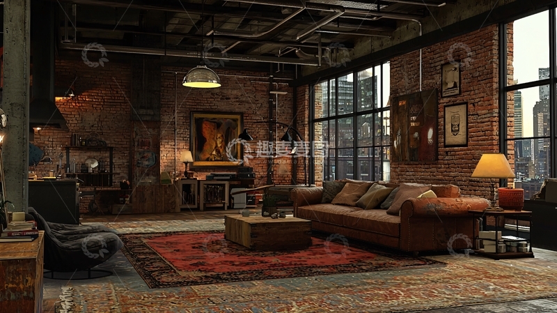 高清大图下载【趣麦麦图】工业风的家庭娱乐室设计