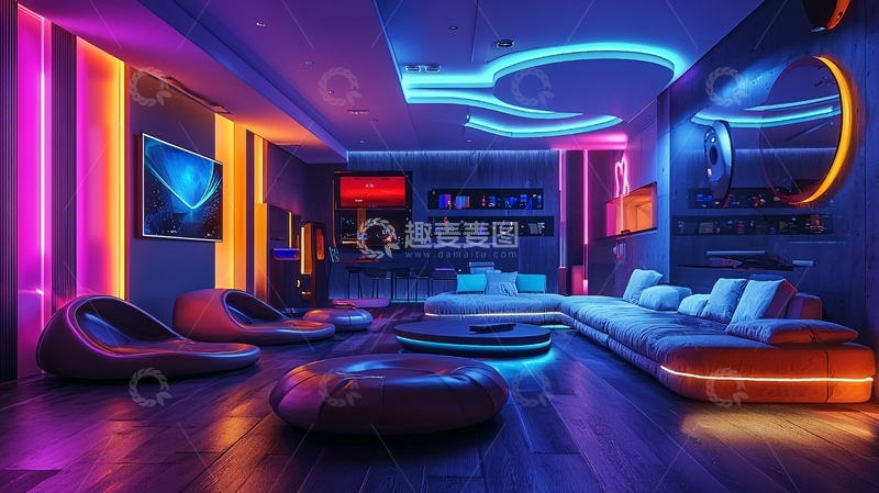 高清大图下载【趣麦麦图】未来感的家庭聚会区设计